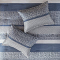 7 Piece Jacquard Comforter Set Navy Queen Queen Navy Polyester