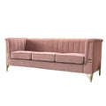 Fx P82 Pk Sofa Modern Designs Velvet Upholstered Living Room Sofa, 3 Seat Sofa Couch With Golden Metal Legs For Home, Apartment Or Office Pink Sofa Pink Velvet 3 Seat