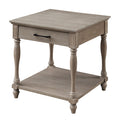 Weathered Oak End Table With Storage Drawer Oak Primary Living Space Traditional Pine Shelves Rectangular Wood