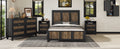 Farmhouse Wooden Platform Full Size Bed, Modern Platform Bed With Wooden Strip Decoration, Plywood Slats Support, Black Full Black Particle Board