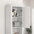 Bathroom Floor Storage Cabinet With 2 Doors Living Room Wooden Cabinet With 6 Shelves 15.75 X 11.81 X 66.93 Inch White Mdf