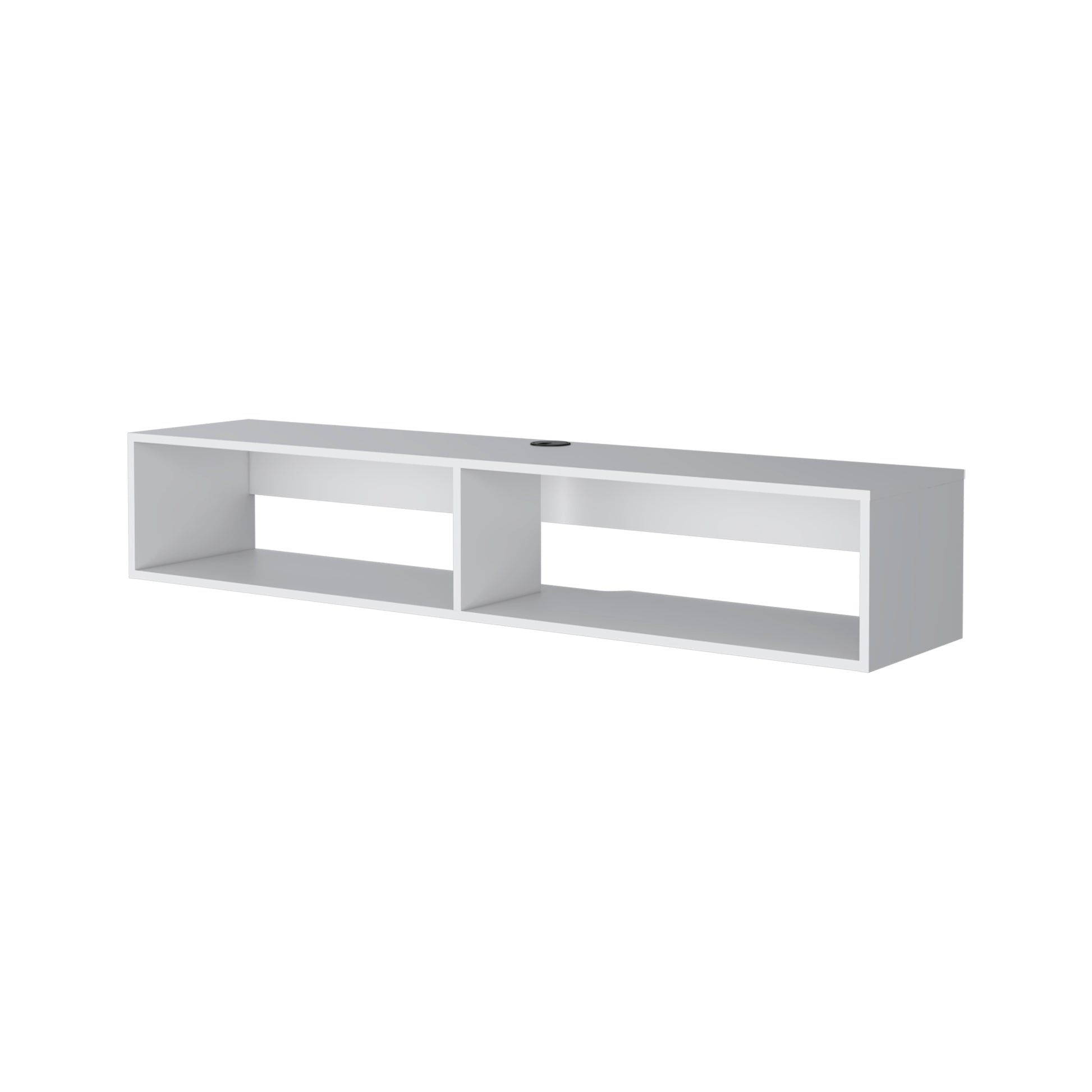 Central Floating Media Rack In Melamine With Two Shelves,White White Primary Living Space 40 49 Inches 40 49 Inches Modern 50 Inches Particle Board Melamine