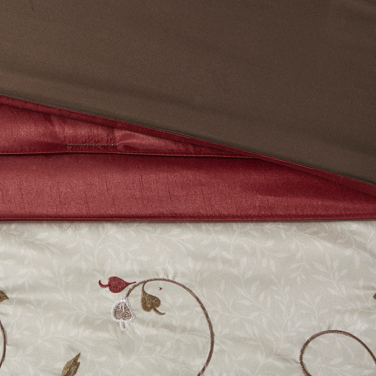 Embroidered 7 Piece Comforter Set Red Cal King California King Red Polyester