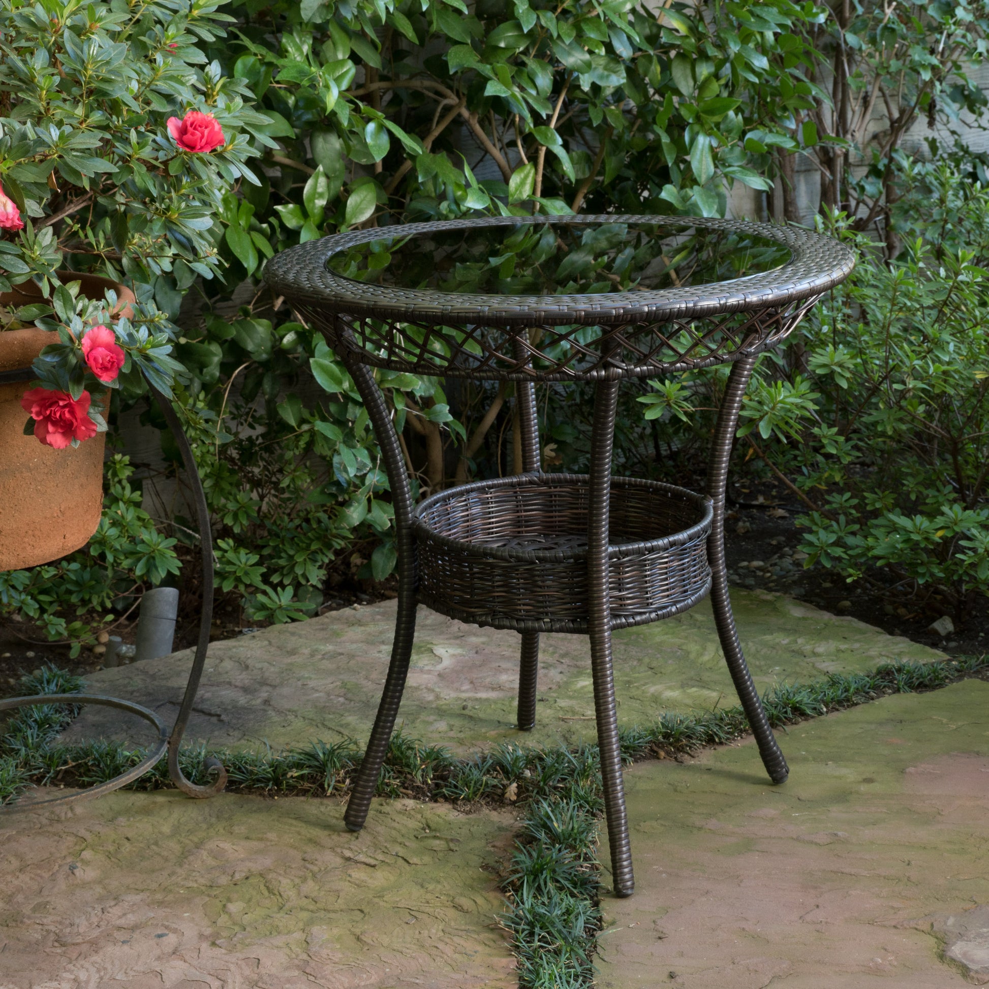 Figi Pe 27In Glass Table Brown Multi Iron