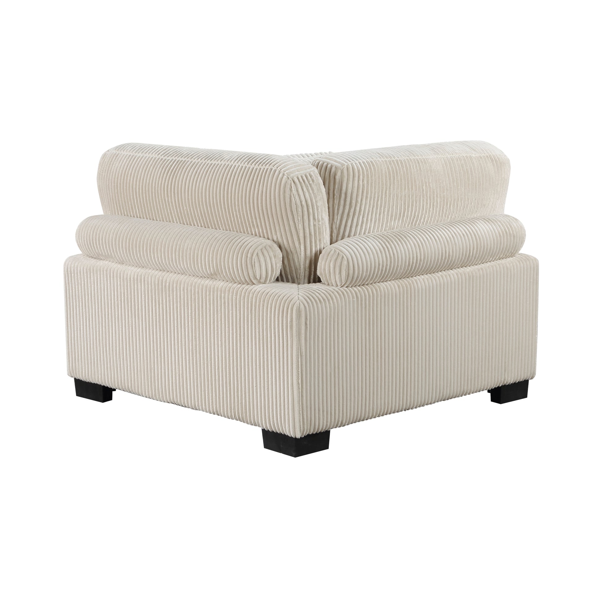 1Pc Modern Living Room Furniture Modular Corner Seat Plush Beige Corduroy Fabric Upholstery Plywood Frame, Matching Pillows Beige Wood Primary Living Space Modern Plywood 1 Seat