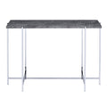 Grey And Chrome Rectangle Sofa Table Grey Silver Primary Living Space Rectangular Wood Metal