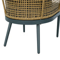 Outdoor Wicker Chairs And Table Bistro Conversation Furniture Set, 3 Pieces For Porch, Balcony, Deck, Patio, Backyard, Natural Color Gray Aluminum