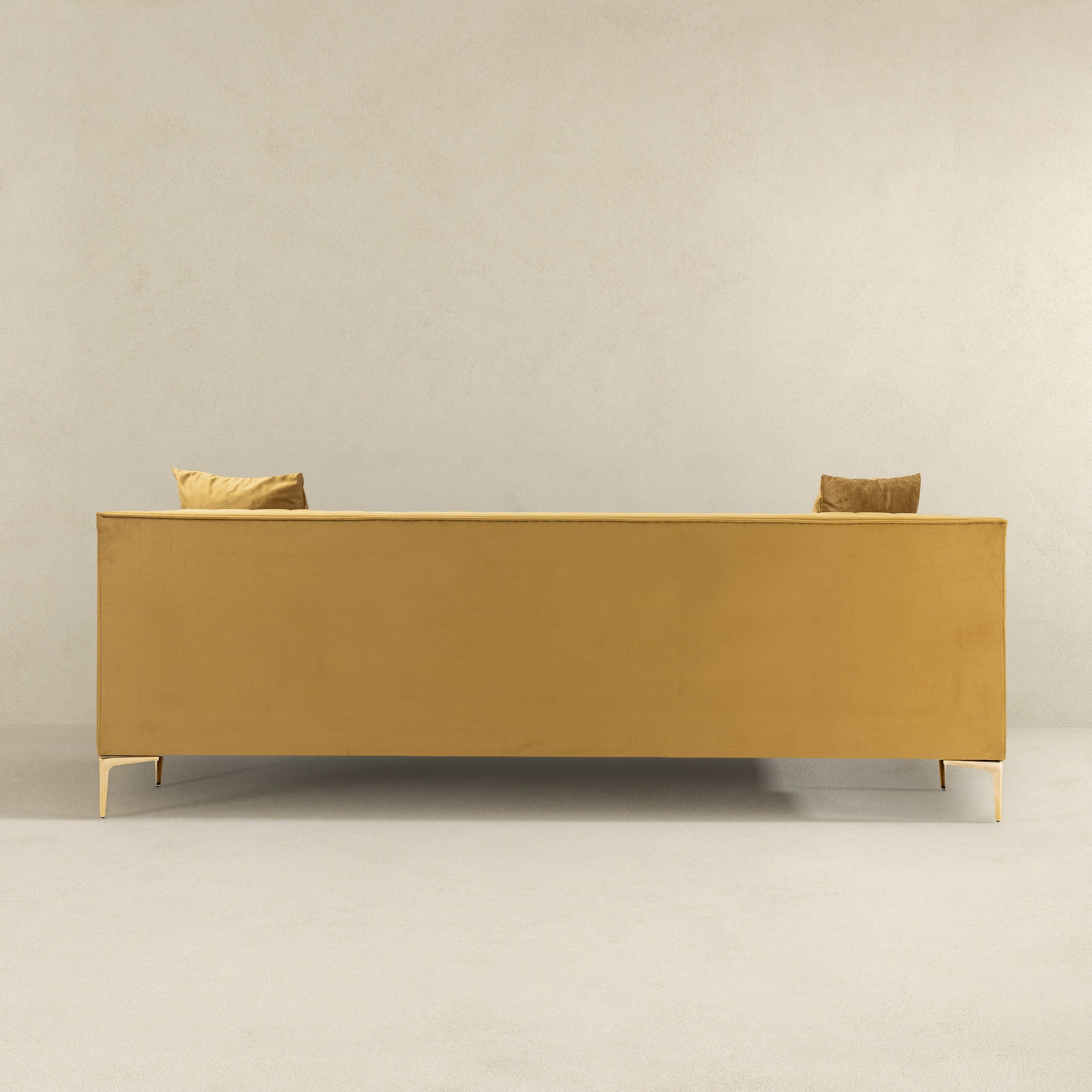 Angelina Sofa 91" Yellow Mustard Velvet Mustard Yellow,Yellow Velvet Wood Primary Living Space Medium Firm Tufted Back Mid Century Modern Foam Metal,Velvet 4 Seat