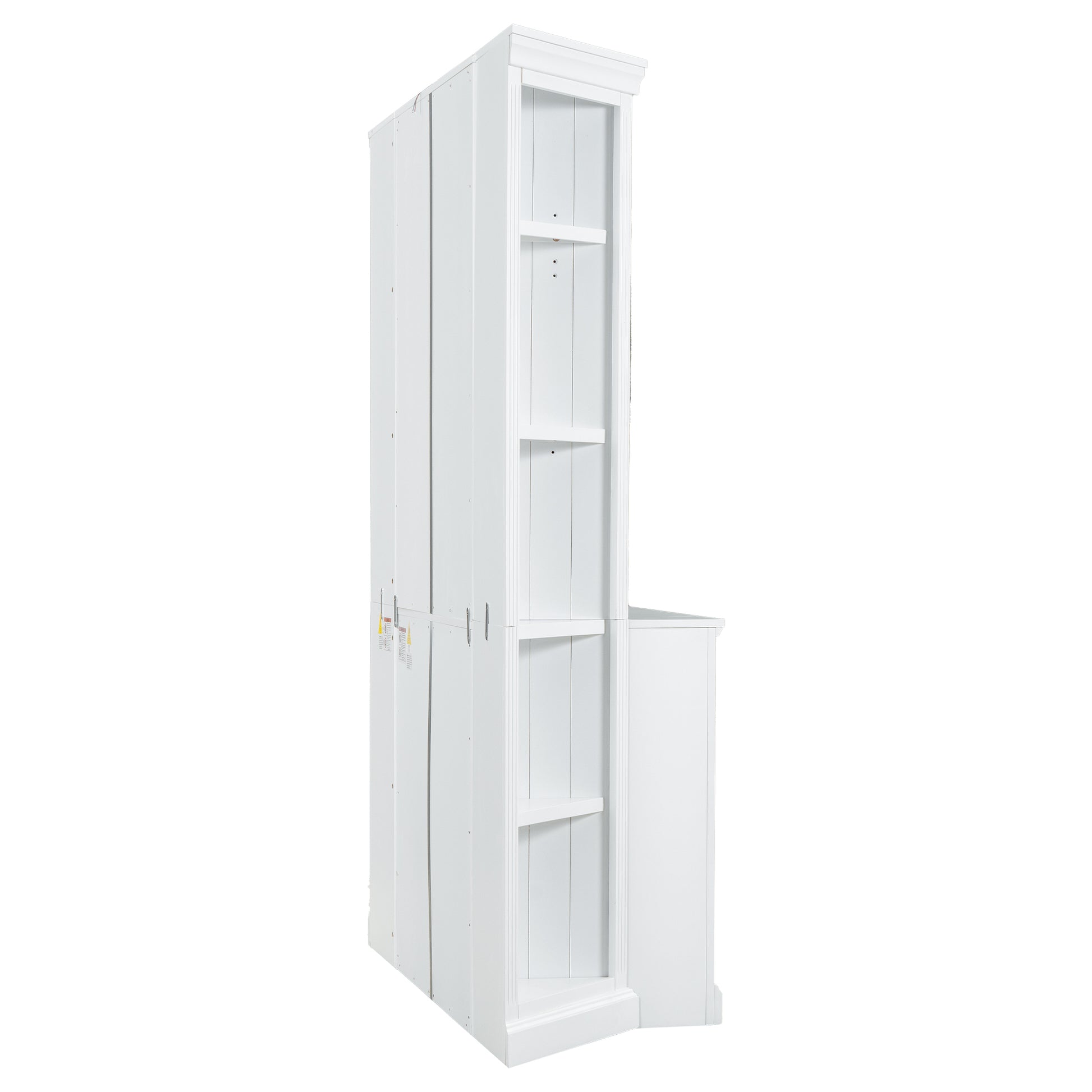 83.4"Tall Bookshelf With Two Corner Shelf Suite,Bookcase With 2 Doors And 1 Drawer,5 Tier Corner Shelf With Open Shelves,Free Standing Shelves Suite With Led Lighting For Living Room,Office,White