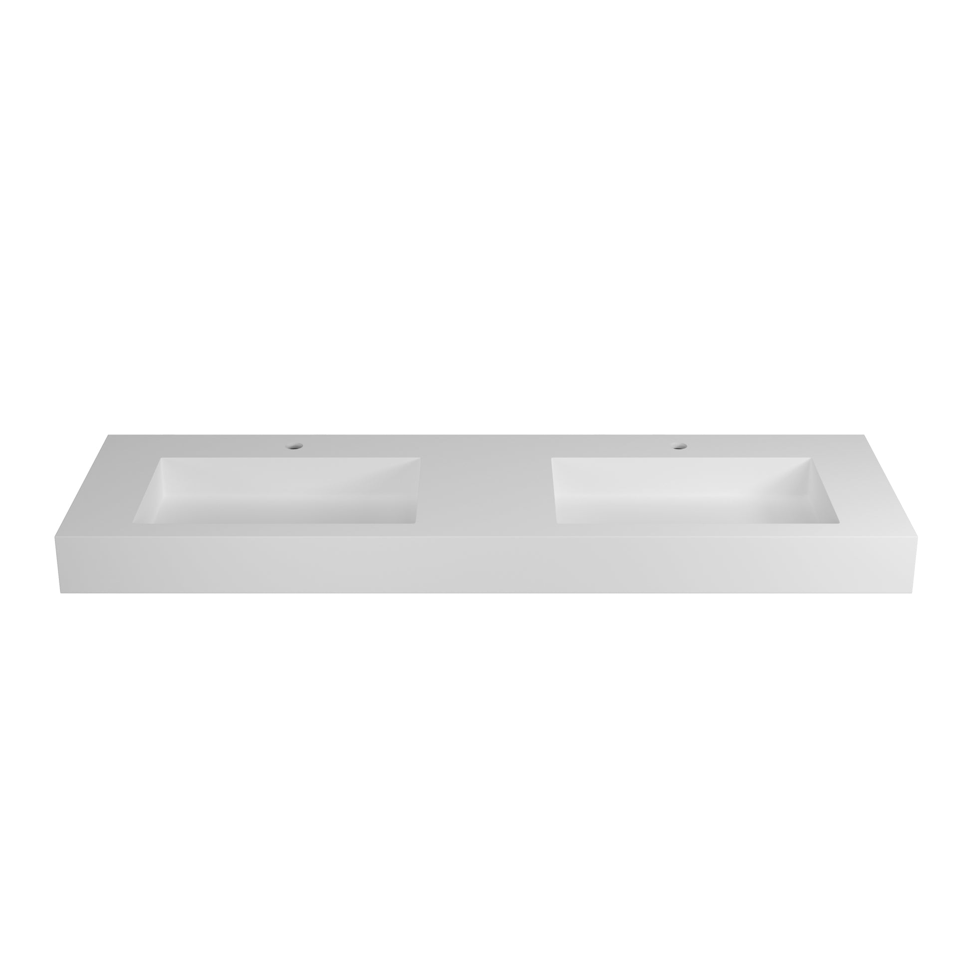 47" Solid Surface Wall Hanging Basin Double Basin Matte White Contemporary Solid Surface