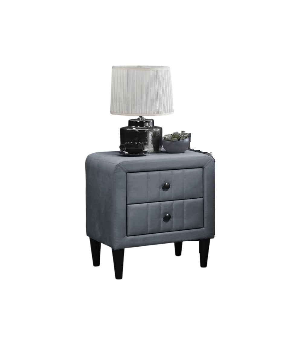 Grey Color Velvet Gorgeous 1Pc Nightstand Bedside Table 2X Drawers Bedroom Furniture Sleek Design Tempered Legs Grey 2 Drawers Bedroom Bedside Cabinet Classic,Contemporary,Glam,Modern Storage Velvet