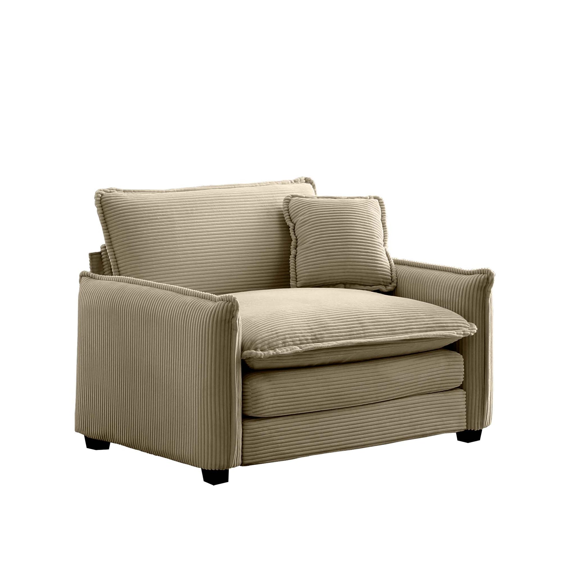 Comfortable Single Deep Seat Sofa With One Pillow, Suitable For Living Room And Bedroom, Club Multiple Occasions,Came Corduroy Camel Corduroy 1 Seat