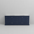 Navy Blue Double Bath Vanity 84 In. W X 22 In. D, With White Quartz Top Navy Blue Plywood Wood