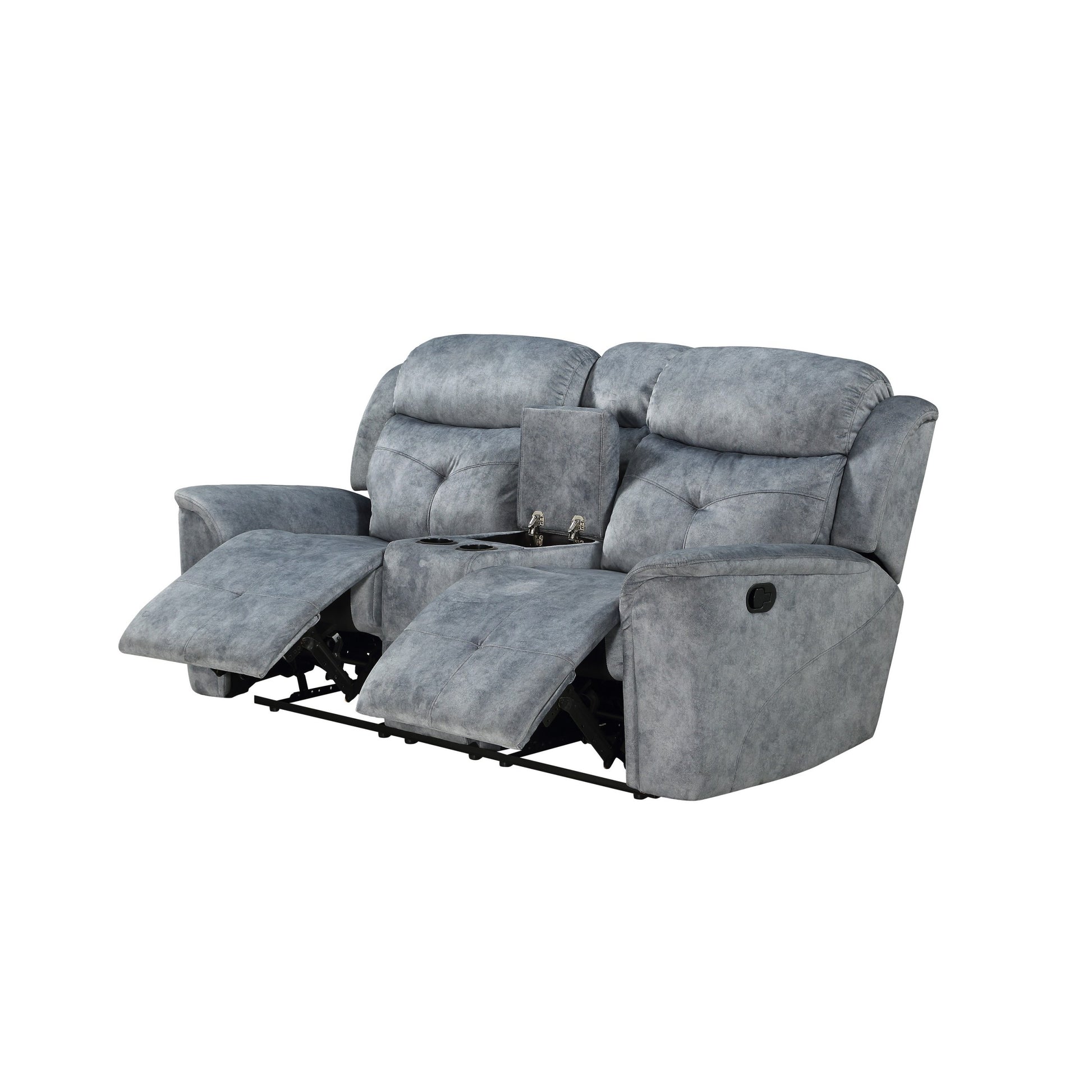 Fabric Upholstered Recliner Loveseat With Usb Charging Docks, Gray Gray Wood Fabric