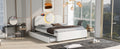 Queen Size Upholstered Platform Bed With Multi Functional Headboard, Trundle And 2 Drawers, White Box Spring Not Required Queen White Wood Bedroom Upholstered