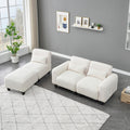 The 84.6 Inch Beige Teddy Fleece Creative Sofa Can Be Assembled Into A Two Seater Sofa Plus A Single Couch With Three Waist Pillows To Perfectly Stretch Your Waist For Small Apartment Bedroom Spaces Beige Polyester Blend 4 Seat