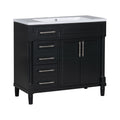 36'' Bathroom Vanity With Top Resin Sink, Freestanding Bathroom Storage Cabinet With 2 Drawers And A Tip Out Drawer, Solid Wood Frame Vanity Set, Height Adjustable Shelf Black Bathroom Solid Wood