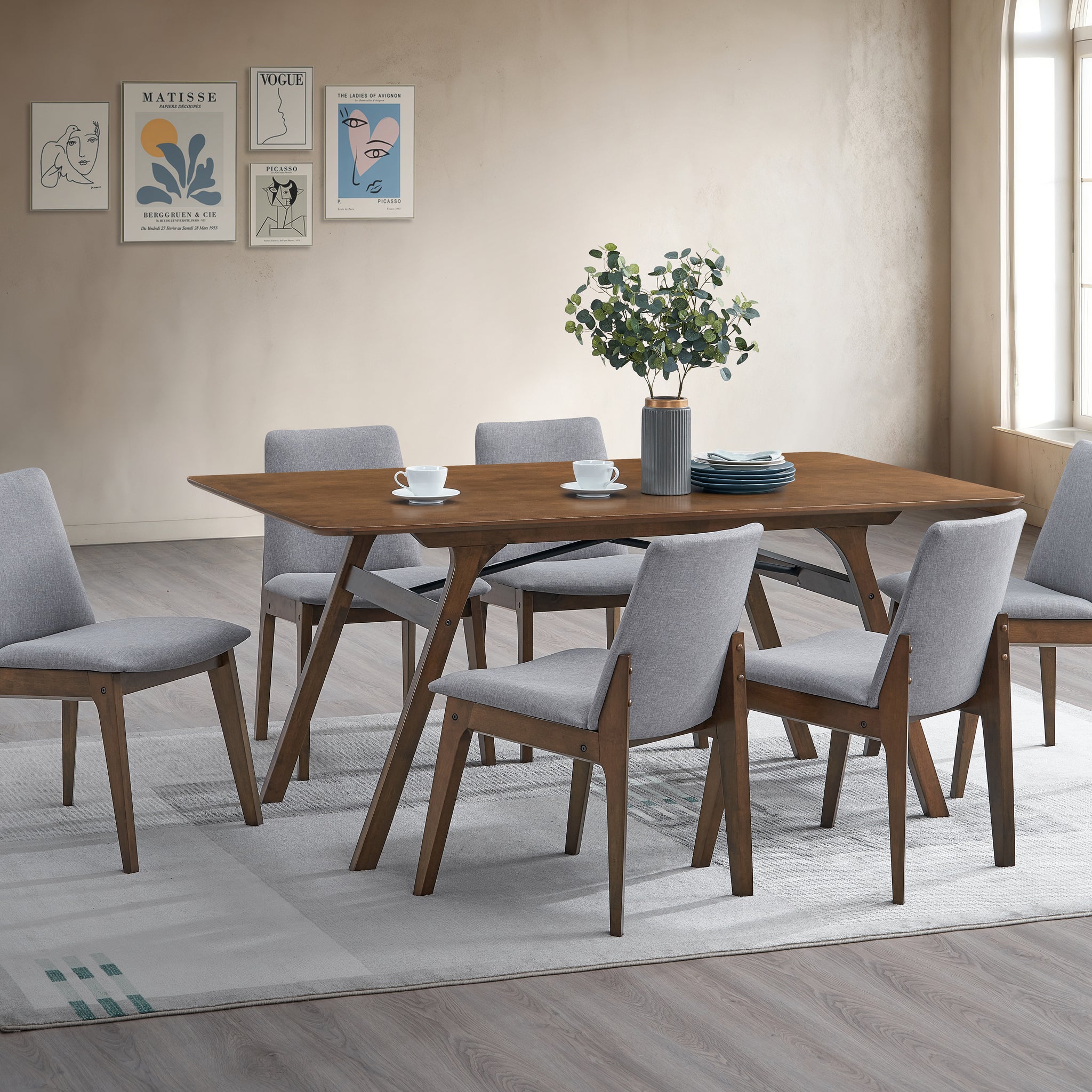 Kaela Dining Table, Walnut Finish Dn02925 Walnut Brown Wood