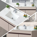 43 Inch Marble Vanity Top, White Vanity Top With Pre Drilled Faucet Holes, Bathroom Vanity Top With Undermount Rectangular Middle Sink And 4
