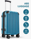 3 Piece Luggage Set With Tsa Lock& Double Spinner Wheels, Expandable For Large Storage Blue Abs