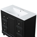Contemporary Black Bathroom Vanity Cabinet 36X18X34 Inches, 4 Drawers & 1 Cabinet Door, Multipurpose Storage, Resin Integrated Sink, Adjustable Shelves, Solid Wood Frame With Mdf Black Bathroom