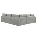 4 Seat L Shaped Modular Sofa With Thick Backrest And Seat Cushions, Suitable For Living Rooms, Offices Gray Wood Polyester 4 Seat