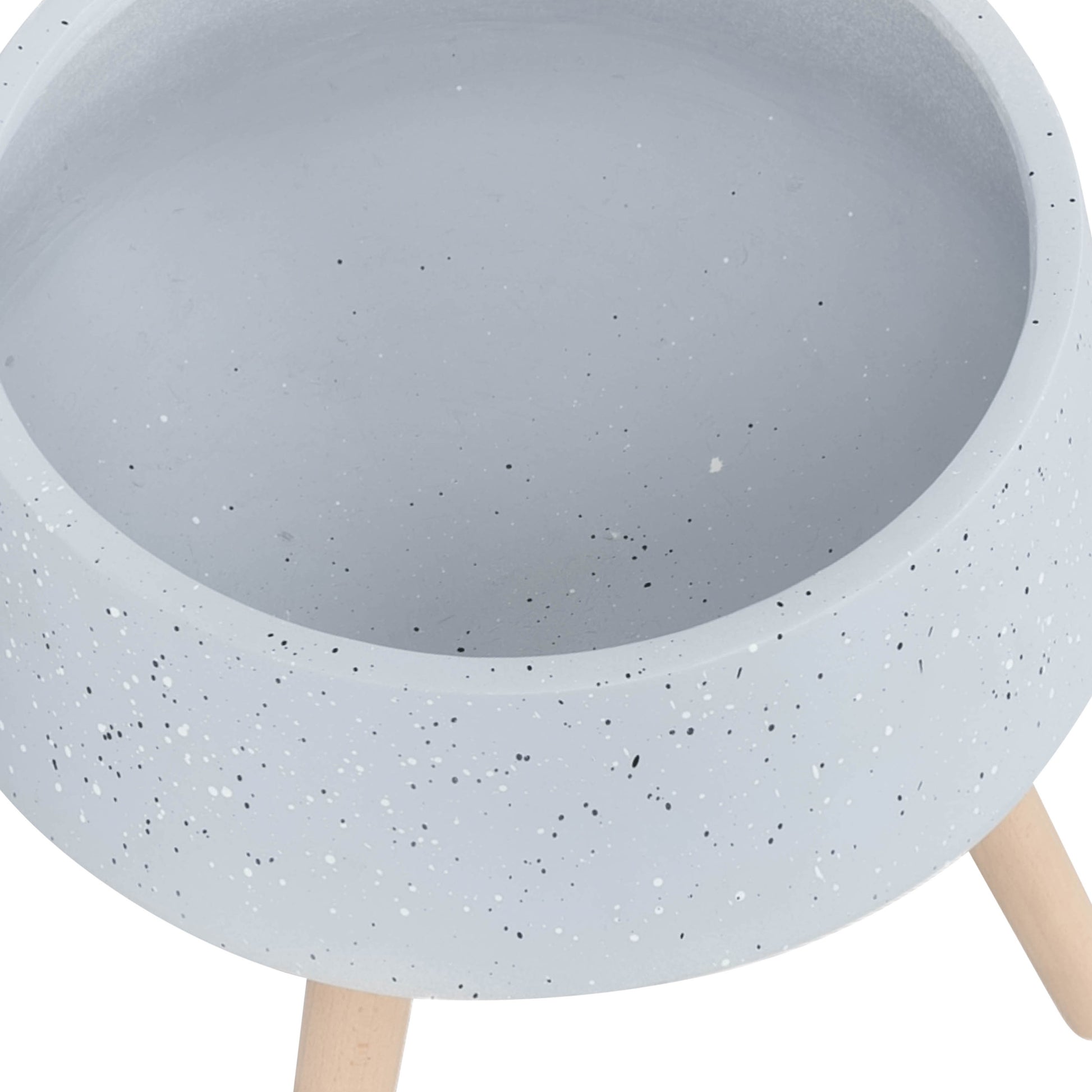 S 2 11 15" Terrazzo Planter W Wood Legs, Gray Gray Polyresin