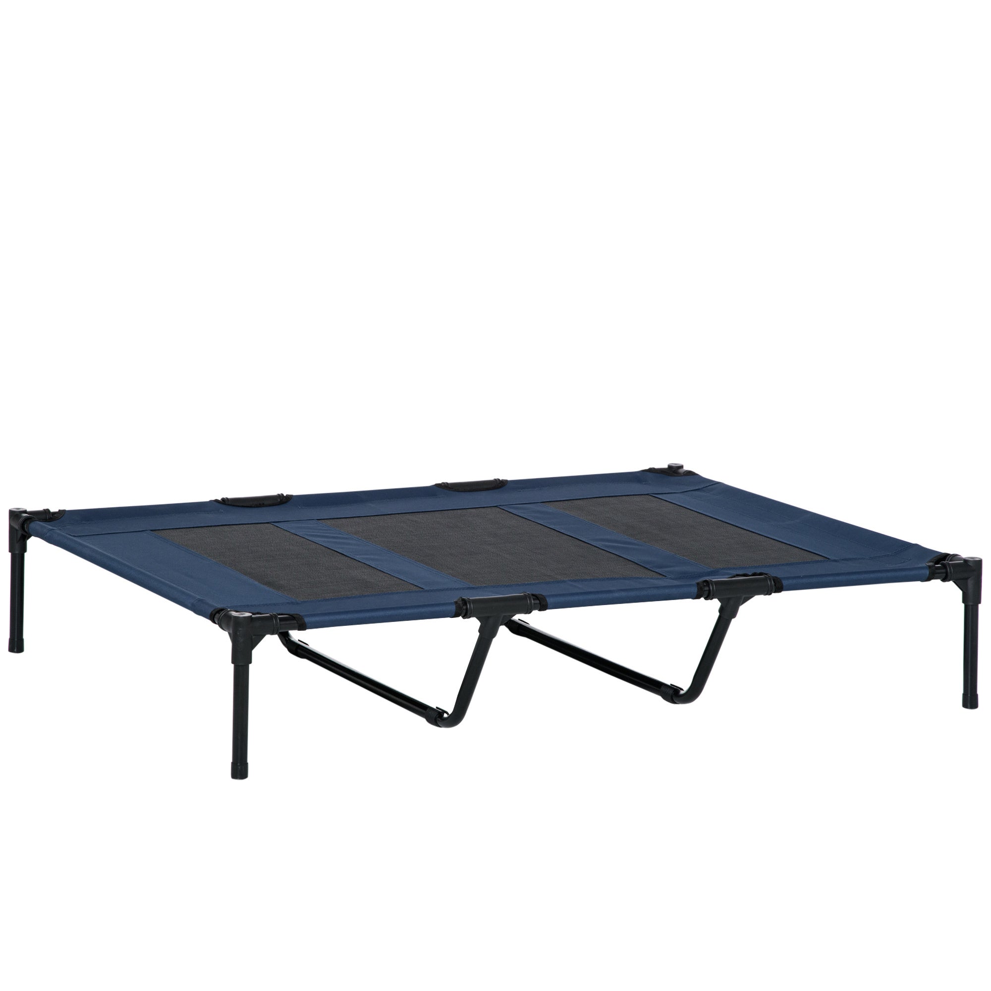 Pawhut 48" X 36"Elevated Dog Bed Portable Pet Cot, Raised Pet Bed W Carry Bag Metal Framemesh Indoor And Outdoor Dark Blue Dark Blue Metal