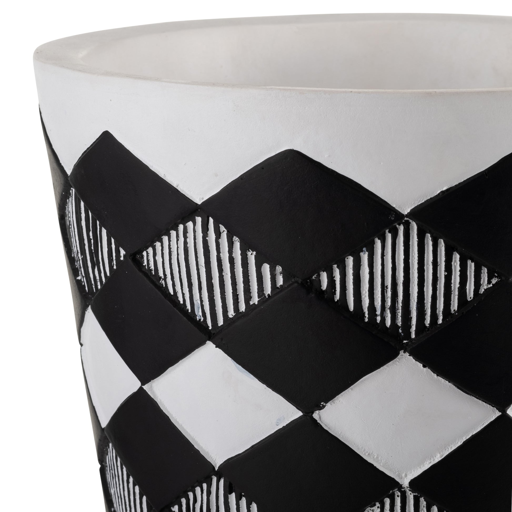 S 2 10 12" Diamond Planter W Wood Legs, Black Kd Black Polyresin