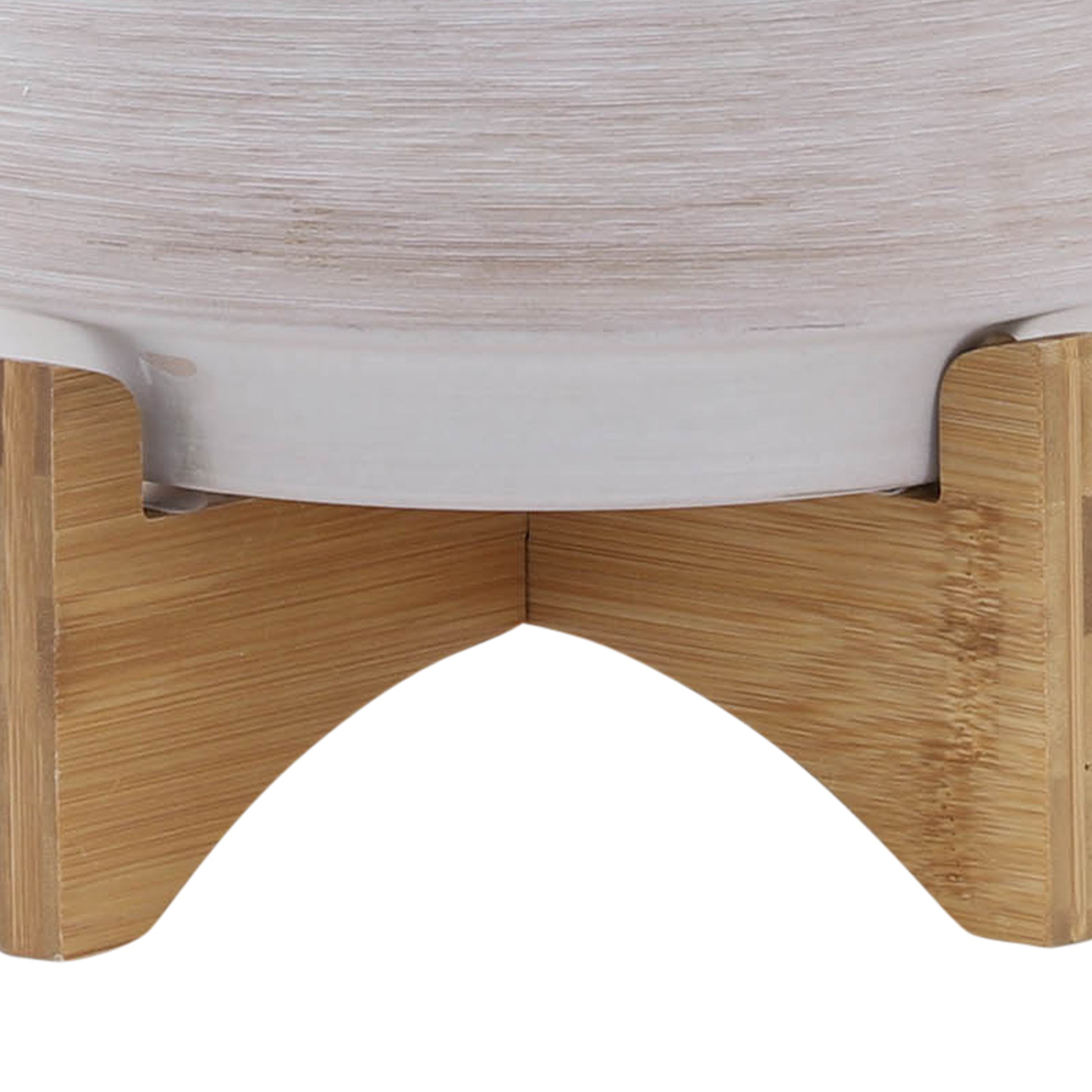 Ceramic, S 2 8 10" Planter On Wooden Stand, Gray Gray Ceramic