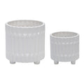 S 2 Ceramic Fluted Planter W Feet 6 8