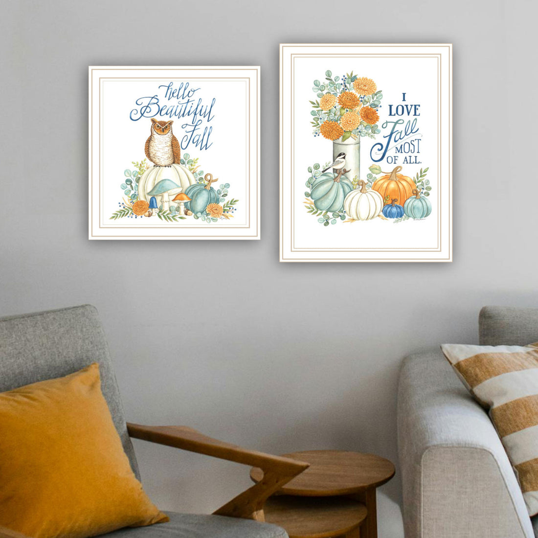2 Piece Vignette I Beautiful Fall Most Of All White Framed Wall Art For Living Room, Bedroom Wall Art Print For Home Decor By Deb Strain Multicolor Wood Paper