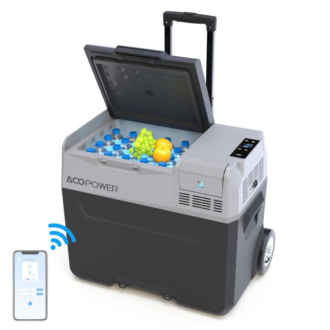 42Qt Car Freezer With App Control And 6'' Off Road Wheels, 12V,45W Cooler Freezer,Low Noice Antique White Gray Plastic