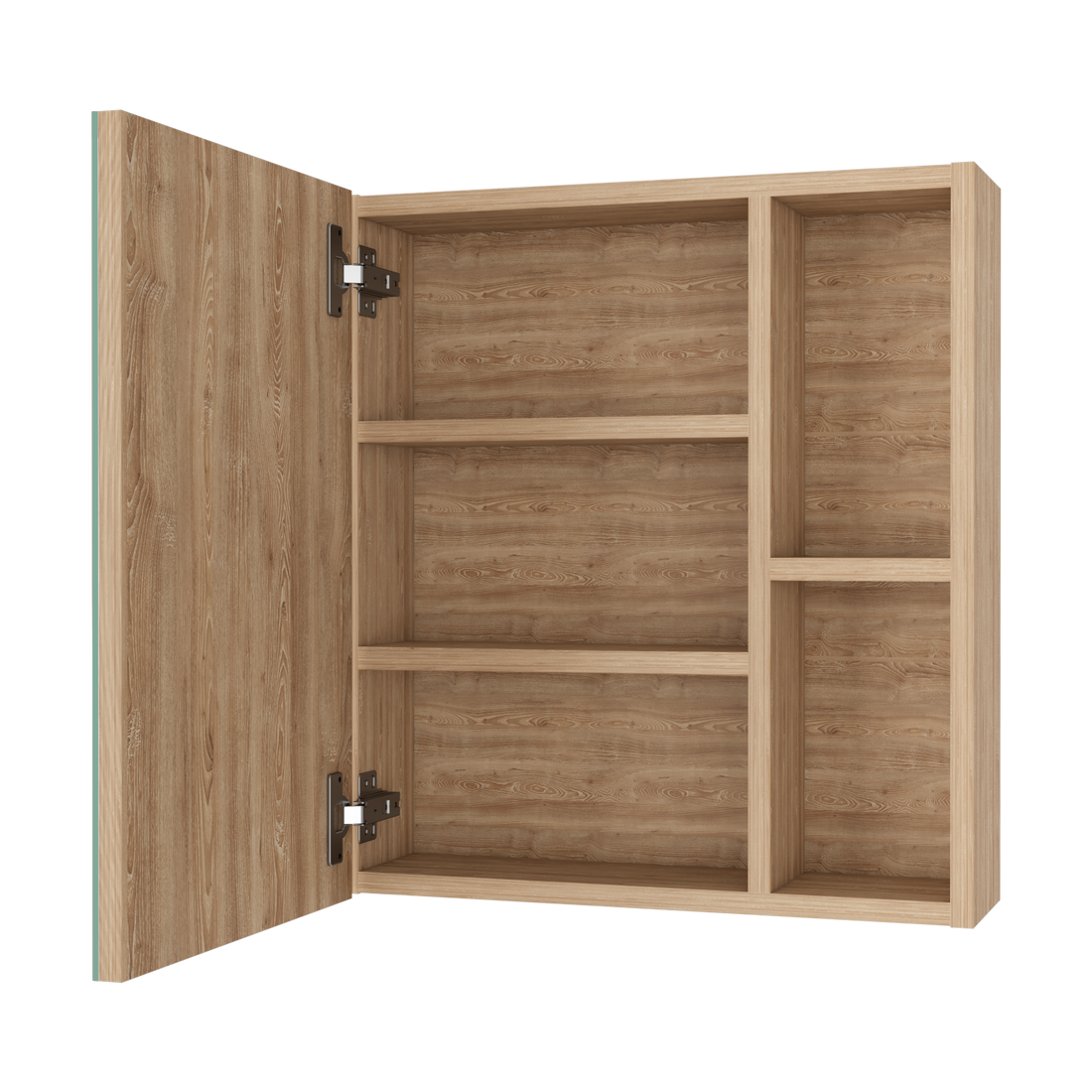 Lincoln Mirrored Medicine Cabinet, Five Interior Shelves Beige 5 Bathroom Wall Mounted Modern Mdf Engineered Wood