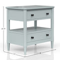 Open Nightstand Ocean Finish With 2 Drawers Light Blue Solid Wood Mdf