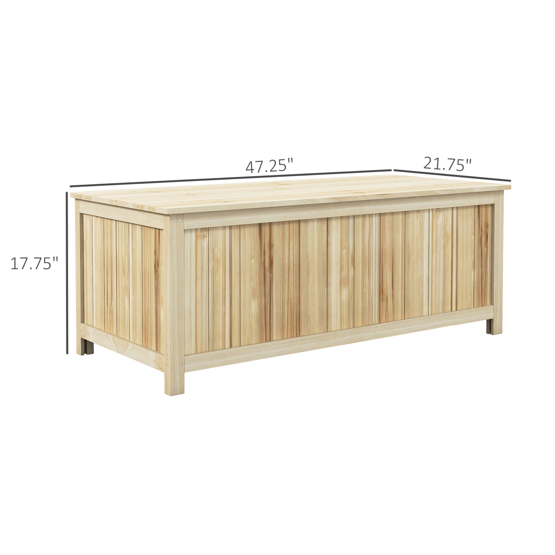 Outsunny 45.5 Gallon Outdoor Storage Box, Wooden Deck Box Garden Storage Container For Balcony, Porch, Poolside Natural Wood