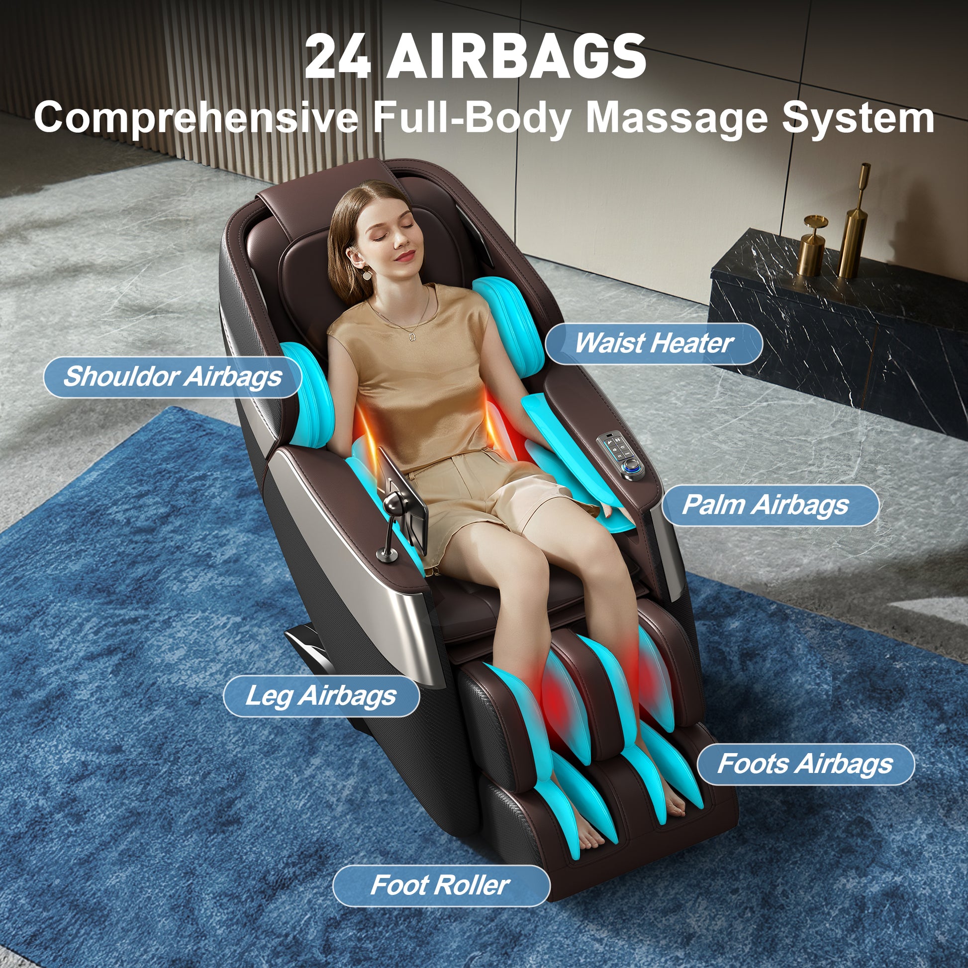 Deluxe Massage Chair Full Body 3D Sl Track Zero Gravity Massage Chair Recliner With Calf And Foot Rollers, Ai Voice Control, Lcd Screen, Quick Access Buttons Grey Grey Brown Primary Living Space Memory Foam And Polyurethane Foam Abs Steel Q235