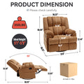 Manual Recliner Chair With Rocker And Swivel In Fabric For Living Room, Beige Beige Polyester Manual Handle Metal Primary Living Space Medium Firm Cushion Back Heavy Duty American Design Pine Pillow Top Arms Fiber Foam And Polyester Fiber Pad Fabric