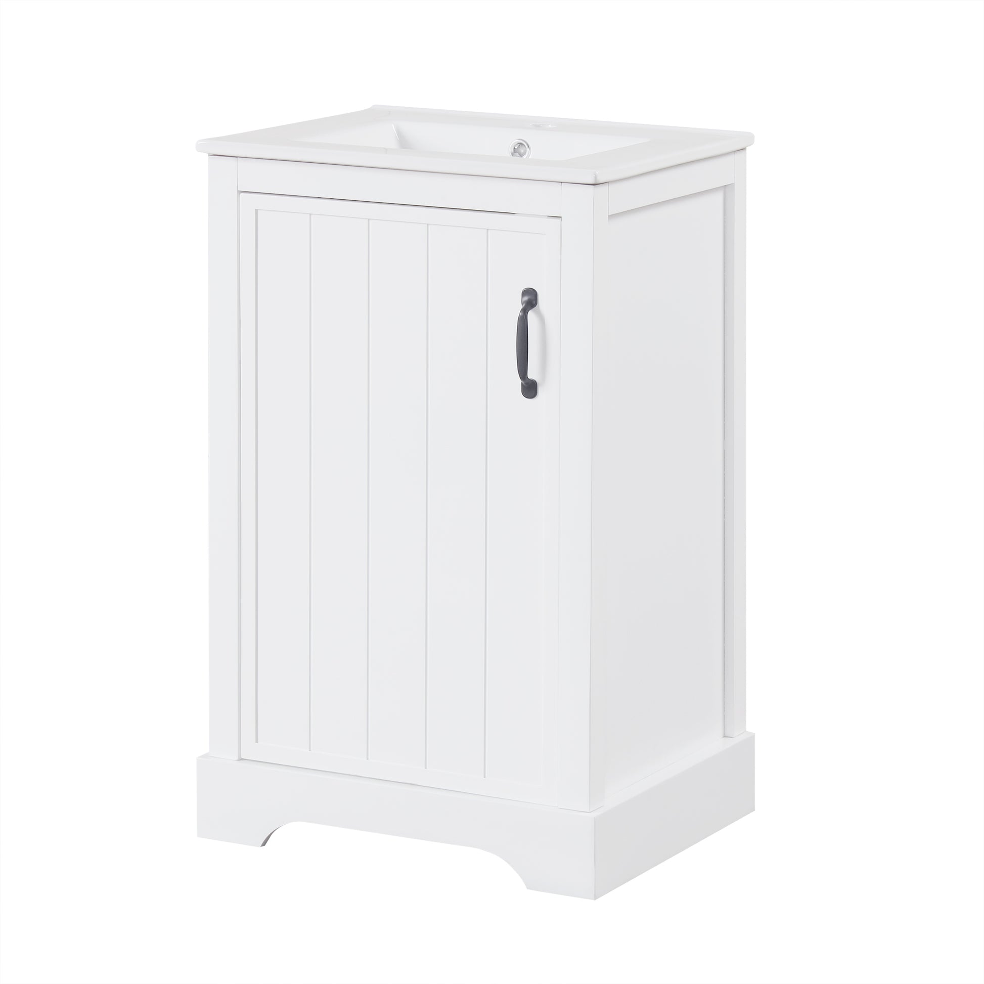 20" Bathroom Vanity With Sink, Bathroom Cabinet With Soft Closing Door, Storage Rack And Adjustable Shelve, White White Mdf