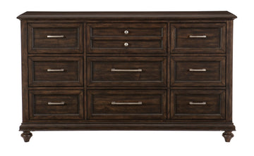 Solid Transitional Style Bedroom 1Pc Dresser Of 9 Drawers Driftwood Charcoal Finish Wooden Furniture Traditional Framing Driftwood Bedroom Transitional Wood