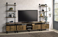 Rustic Oak And Black 2 Shelf Tv Stand Black,Rustic Primary Living Space 60 Inches 60 69 Inches Industrial Wood Metal