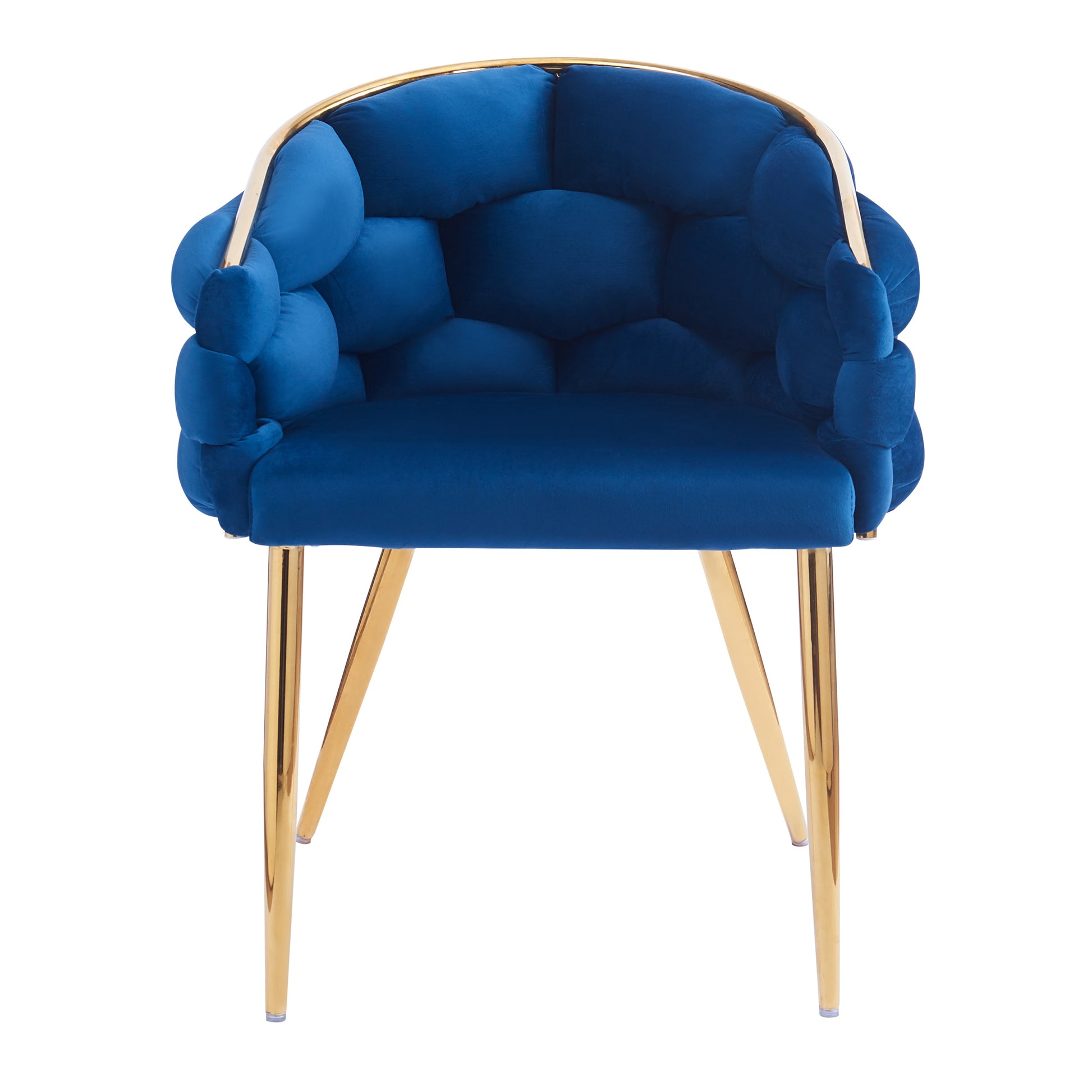 Set Of 2 Luxury Handmade Accent Chair With Gold Legs, Modern Velvet Armchair For Living Room And Bedroom Blue Foam Velvet