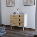 Kimball 3 Drawer Dresser, Modern Chic Storage With Wooden Legs Multicolor Bedroom Contemporary Pine Melamine Engineered Wood