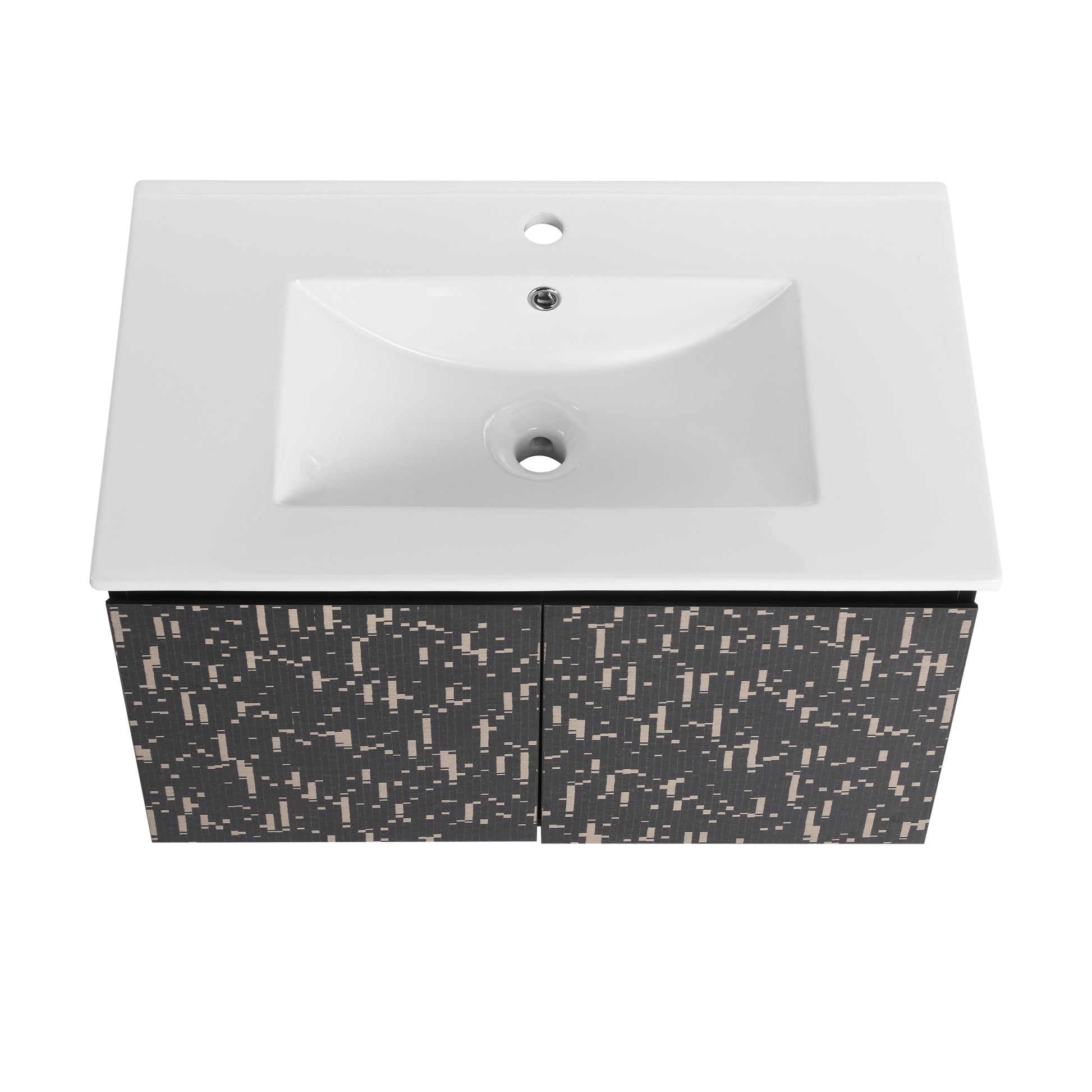 30'' Floating Wall Mounted Bathroom Vanity With Ceramics Sink & Soft Close Cabinet Door, Kd Package Black Bathroom Modern Plywood