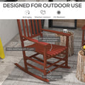 Outsunny Outdoor Rocking Chair Set Of 2, Patio Wooden Rocking Chair With Smooth Armrests, High Back For Garden, Balcony, Porch, Supports Up To 352 Lbs., Wine Red Red Fabric Metal