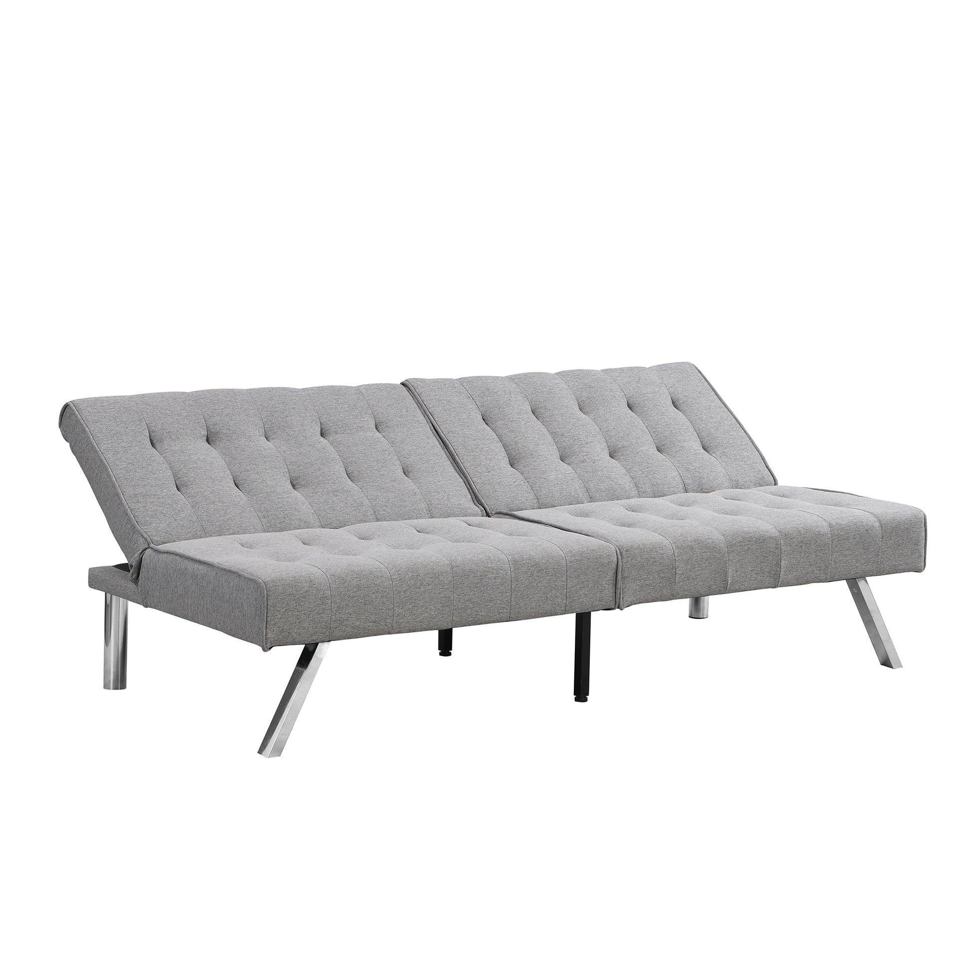 Wood Frame, Stainless Leg, Futon, Sofa Bed Grey Grey Fabric 2 Seat