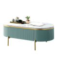 Glam Contemporary Light Teal 1Pc Coffee Table White Faux Marble Top Living Room Table W Drawer Teal Primary Living Space Contemporary,Glam,Modern,Shabby Chic Metal