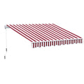 Outsunny 10' X 8' Retractable Awning, Patio Awnings, Sunshade Shelter W Manual Crank Handle, Uv & Water Resistant Fabric And Aluminum Frame For Deck, Balcony, Yard, Wine Red Stripes Multicolor Aluminum