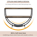 Rustic Industrial Design Demilune Shape Textured Metal Distressed Wood Console Table Distressed Brown Distressed Brown Mdf