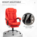 Homcom High Back Ergonomic Executive Office Chair, Pu Leather Computer Chair With Retractable Footrest, Lumbar Support, Padded Headrest And Armrest, Red Red Pu Leather